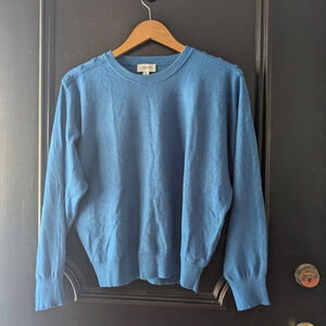 Carmen Marc‎ Valvo Blue Long Sleeve Sweater Women's L Chevron Crew Neck Preppy